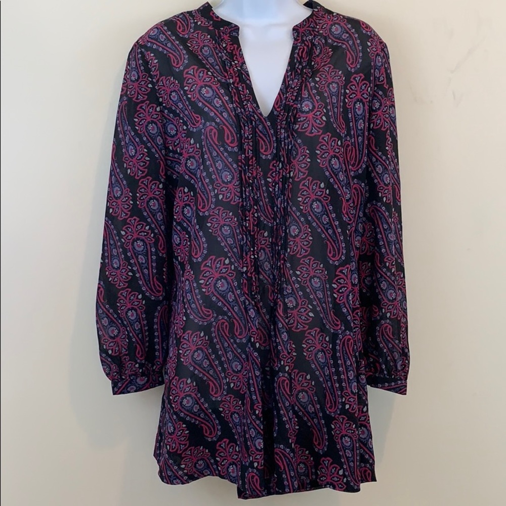 Chadwicks Long Sleeve Semi Sheer Tunic Top  Sz M